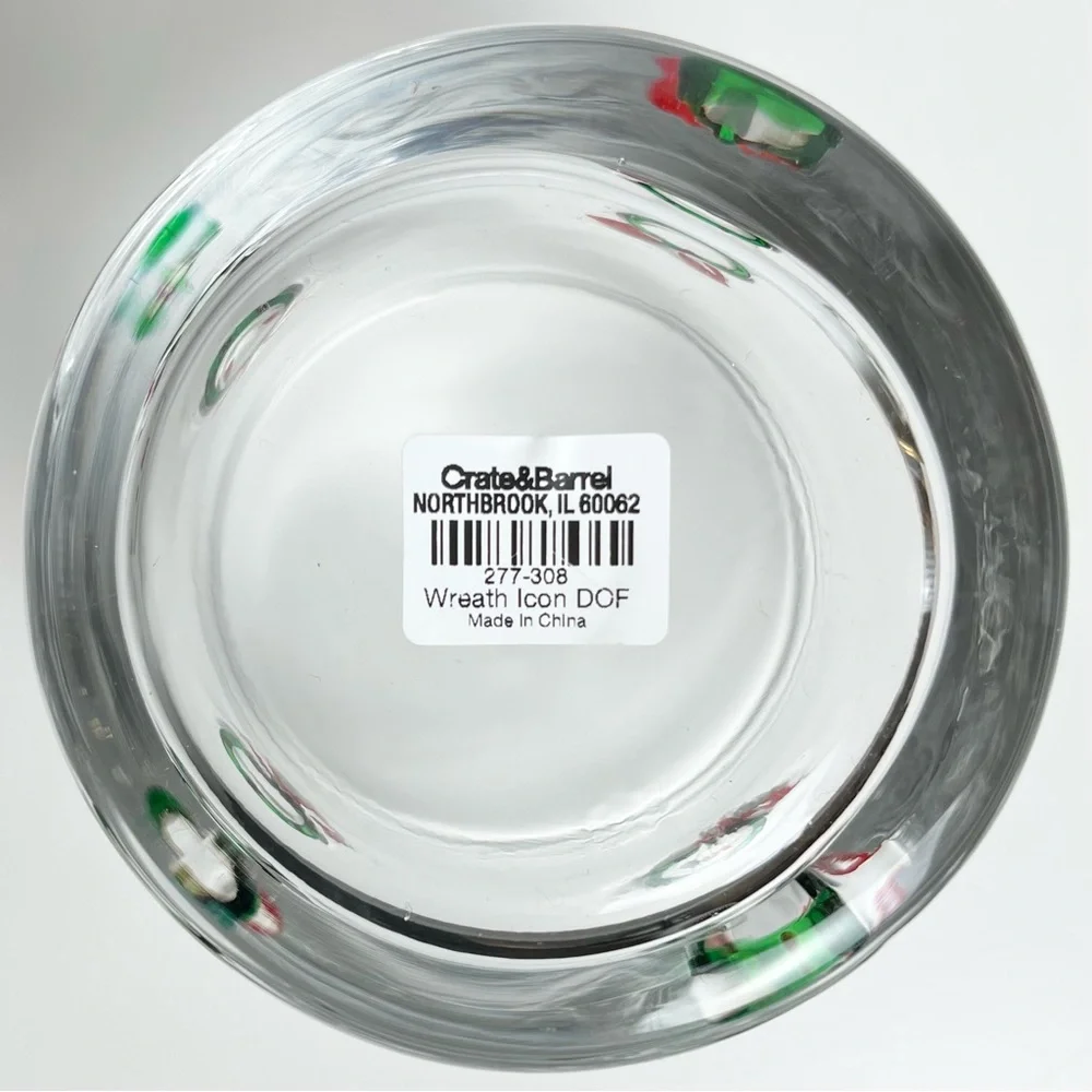 NEW Crate & Barrel Christmas Icon DOF Glasses Set of 4 Double Old Fashioned